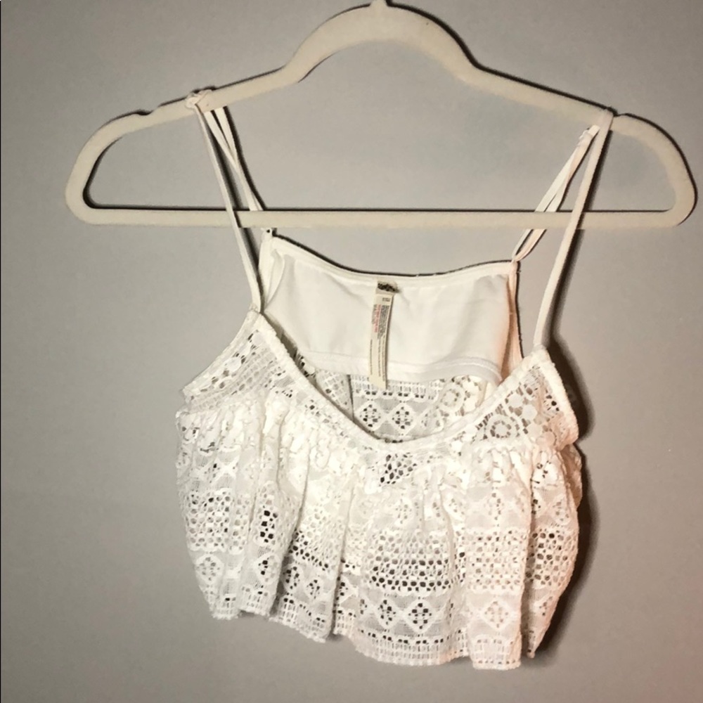 Free People Lace crop top ruffle